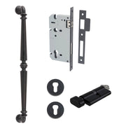 Sarlat Pull Handle 450mm Entrance Kit w Separate High Security Lock Matt Black
