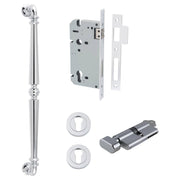 Sarlat Pull Handle 450mm Entrance Kit w Separate High Security Lock Polished Chrome
