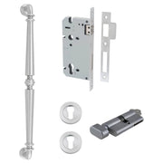 Sarlat Pull Handle 450mm Entrance Kit w Separate High Security Lock Brushed Chrome
