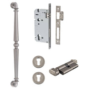 Sarlat Pull Handle 450mm Entrance Kit w Separate High Security Lock Distressed Nickel
