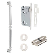 Sarlat Pull Handle 450mm Entrance Kit w Separate High Security Lock Polished Nickel