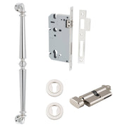 Sarlat Pull Handle 450mm Entrance Kit w Separate High Security Lock Polished Nickel