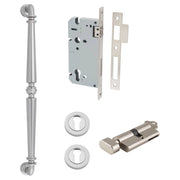 Sarlat Pull Handle 450mm Entrance Kit w Separate High Security Lock Satin Nickel