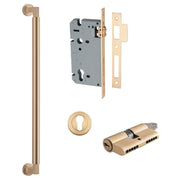 Berlin Pull Handle 450mm Entrance Kit w Separate High Security Lock Brushed Brass