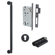 Brunswick Pull Handle 450mm Entrance Kit w Separate High Security Lock Matt Black