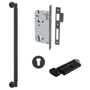Brunswick Pull Handle 450mm Entrance Kit w Separate High Security Lock Matt Black