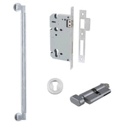 Brunswick Pull Handle 450mm Entrance Kit w Separate High Security Lock Brushed Chrome