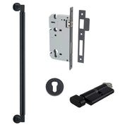 Berlin Pull Handle 450mm Entrance Kit w Separate High Security Lock Matt Black