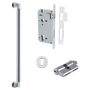 Berlin Pull Handle 450mm Entrance Kit w Separate High Security Lock Polished Chrome