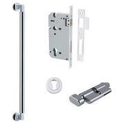 Berlin Pull Handle 450mm Entrance Kit w Separate High Security Lock Polished Chrome