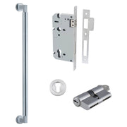 Berlin Pull Handle 450mm Entrance Kit w Separate High Security Lock Brushed Chrome