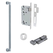 Berlin Pull Handle 450mm Entrance Kit w Separate High Security Lock Brushed Chrome