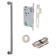 Berlin Pull Handle 450mm Entrance Kit w Separate High Security Lock Satin Nickel