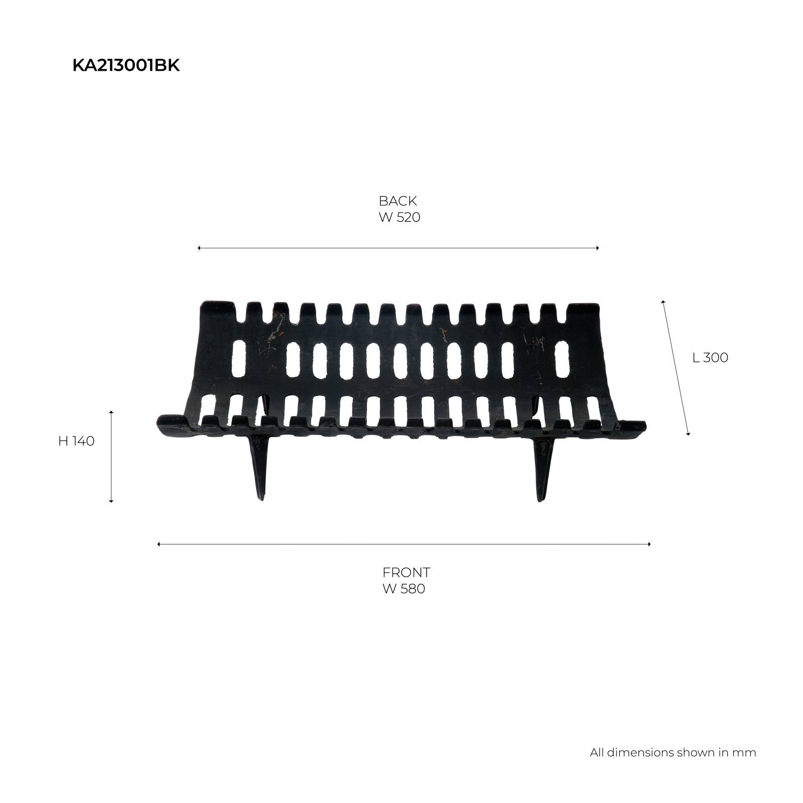 600mm Cast Iron Cradle Grate, Black