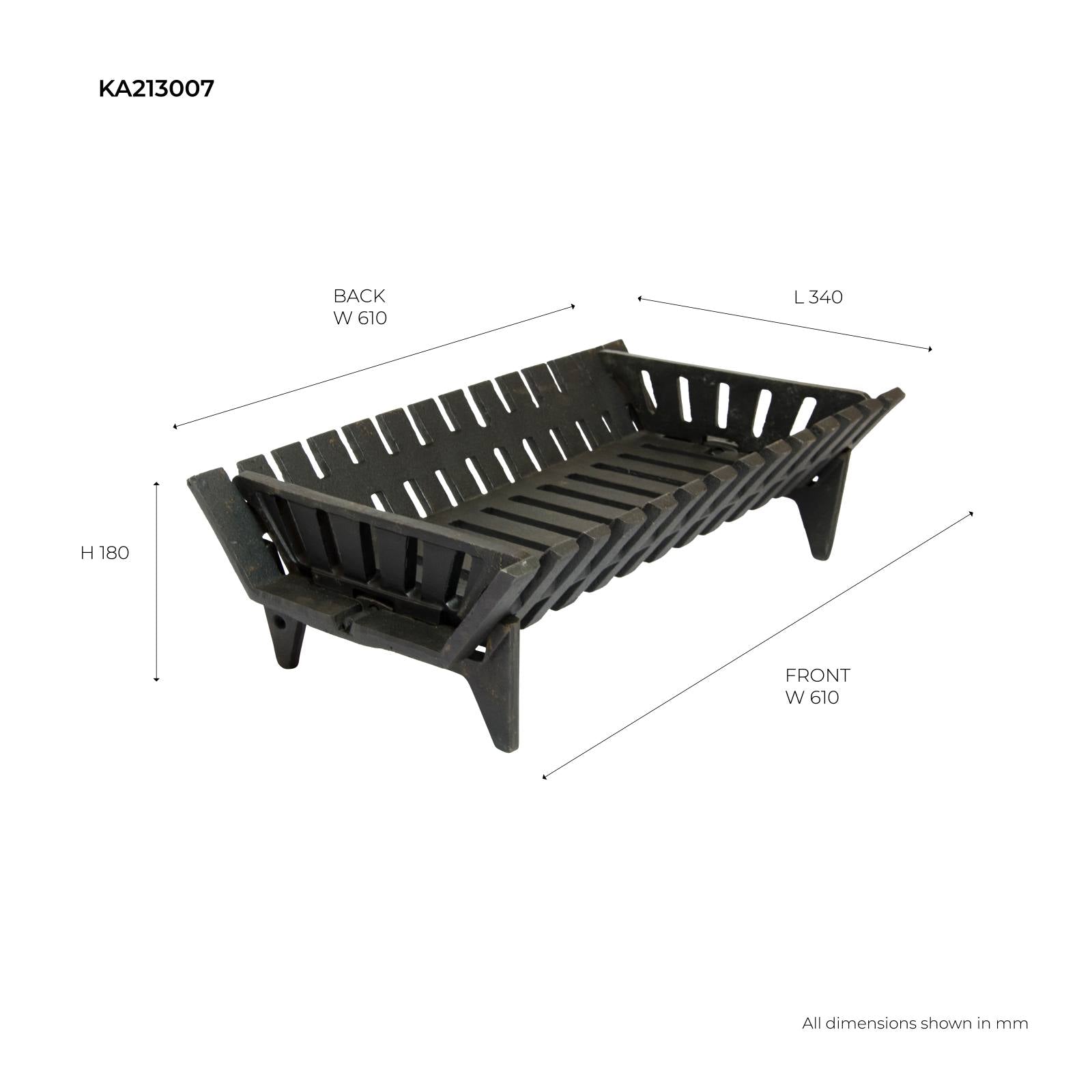 610mm Cast Iron Cradle Grate, Black