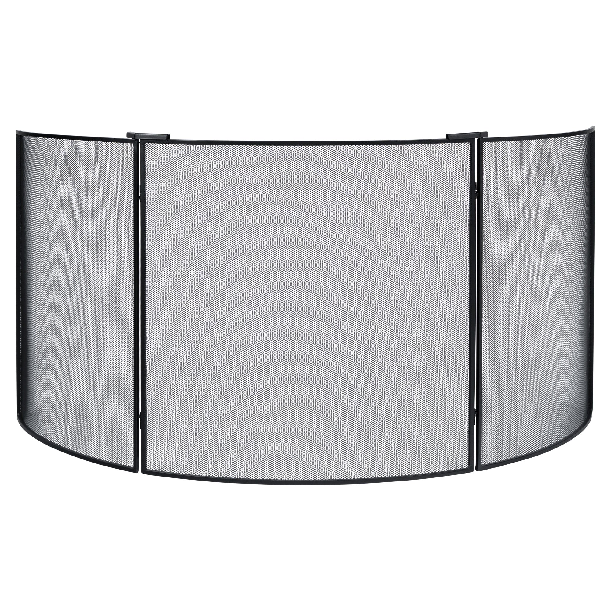 Large Wall Mounted Mesh Firescreen, Black