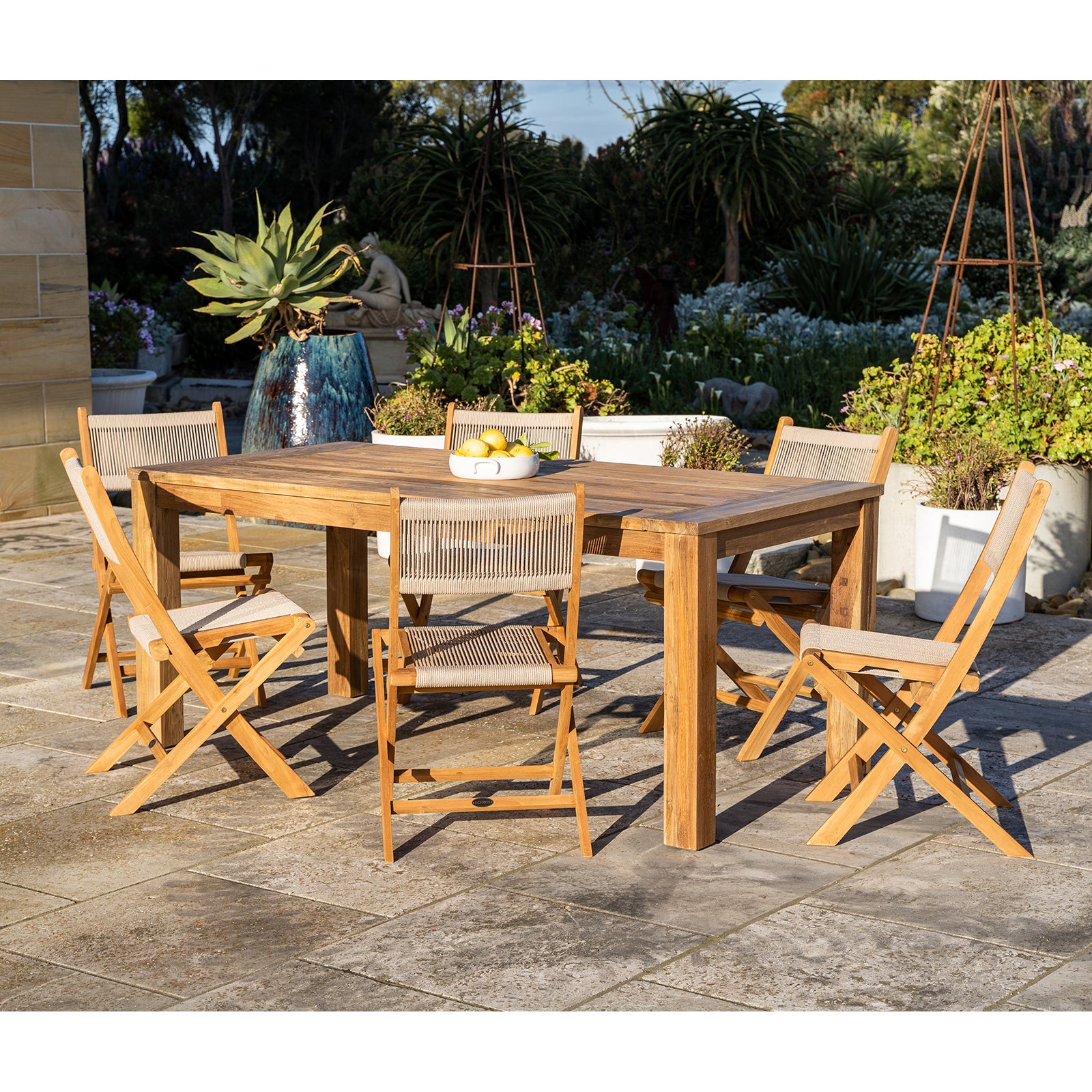 Darma 200cm Reclaimed Teak Exterior Dining Table, Natural