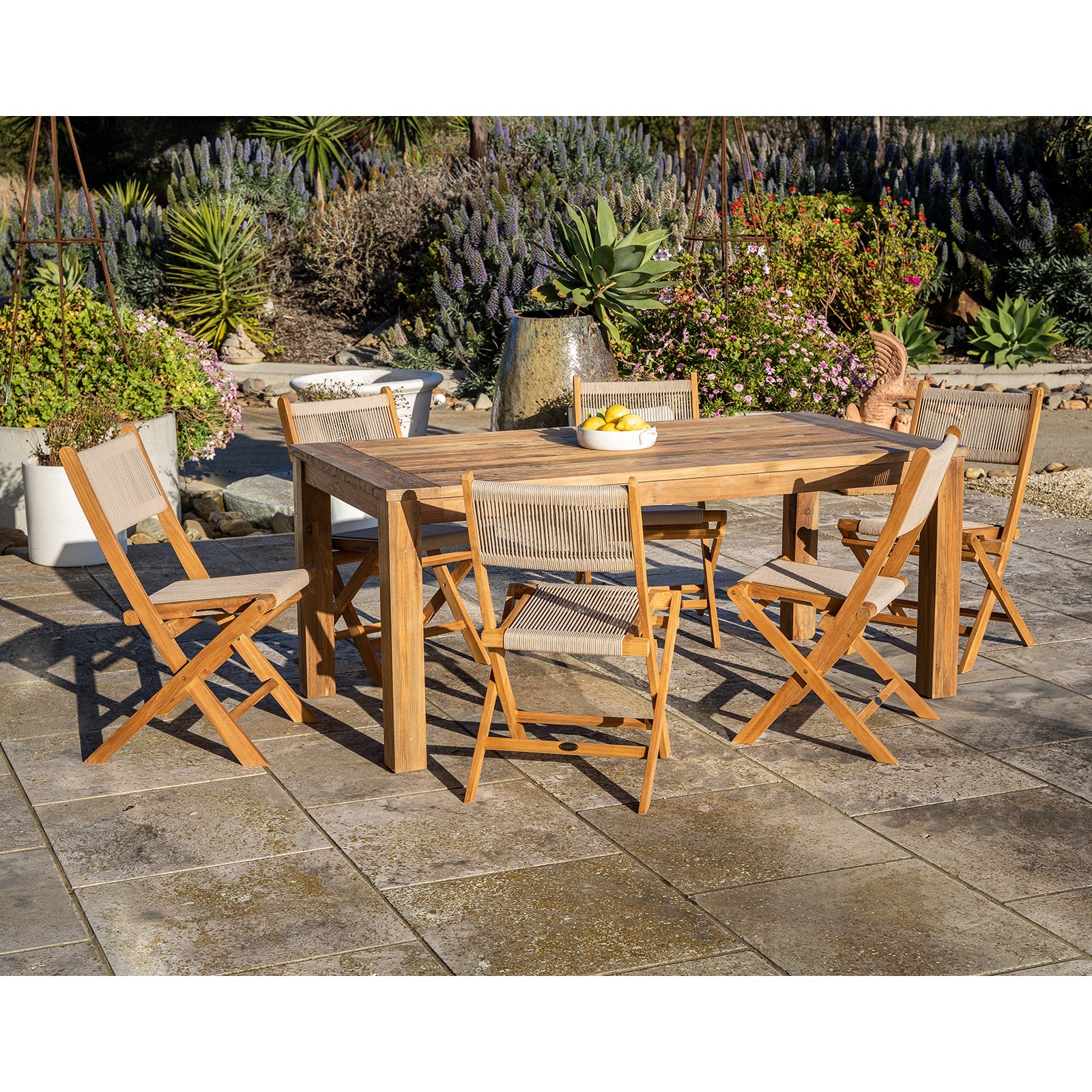 Darma 200cm Reclaimed Teak Exterior Dining Table, Natural