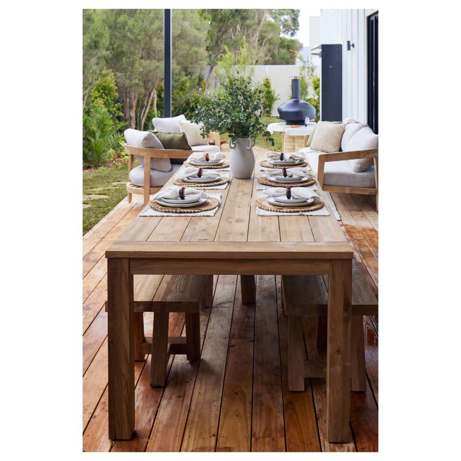 Darma Reclaimed Teak 300cm Exterior Dining Table Natural