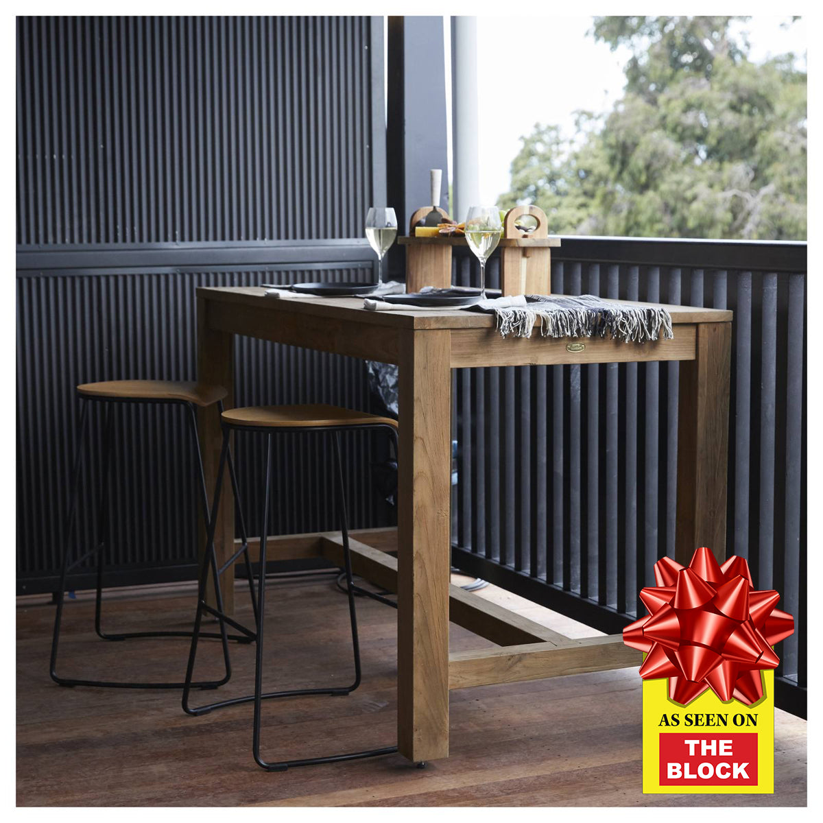 Camira 150cm Reclaimed Teak Bar Table, Natural