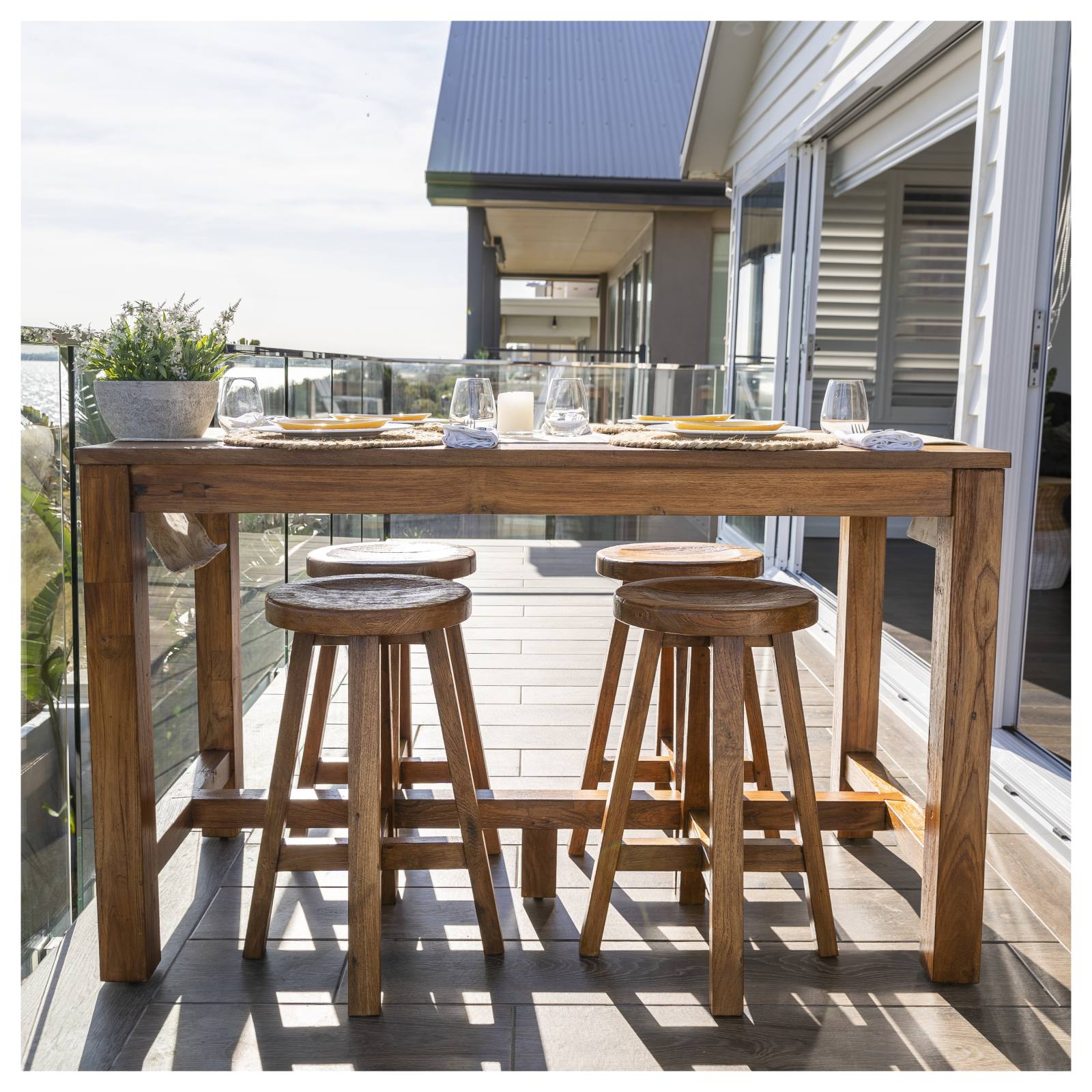 Camira 150cm Reclaimed Teak Bar Table, Natural