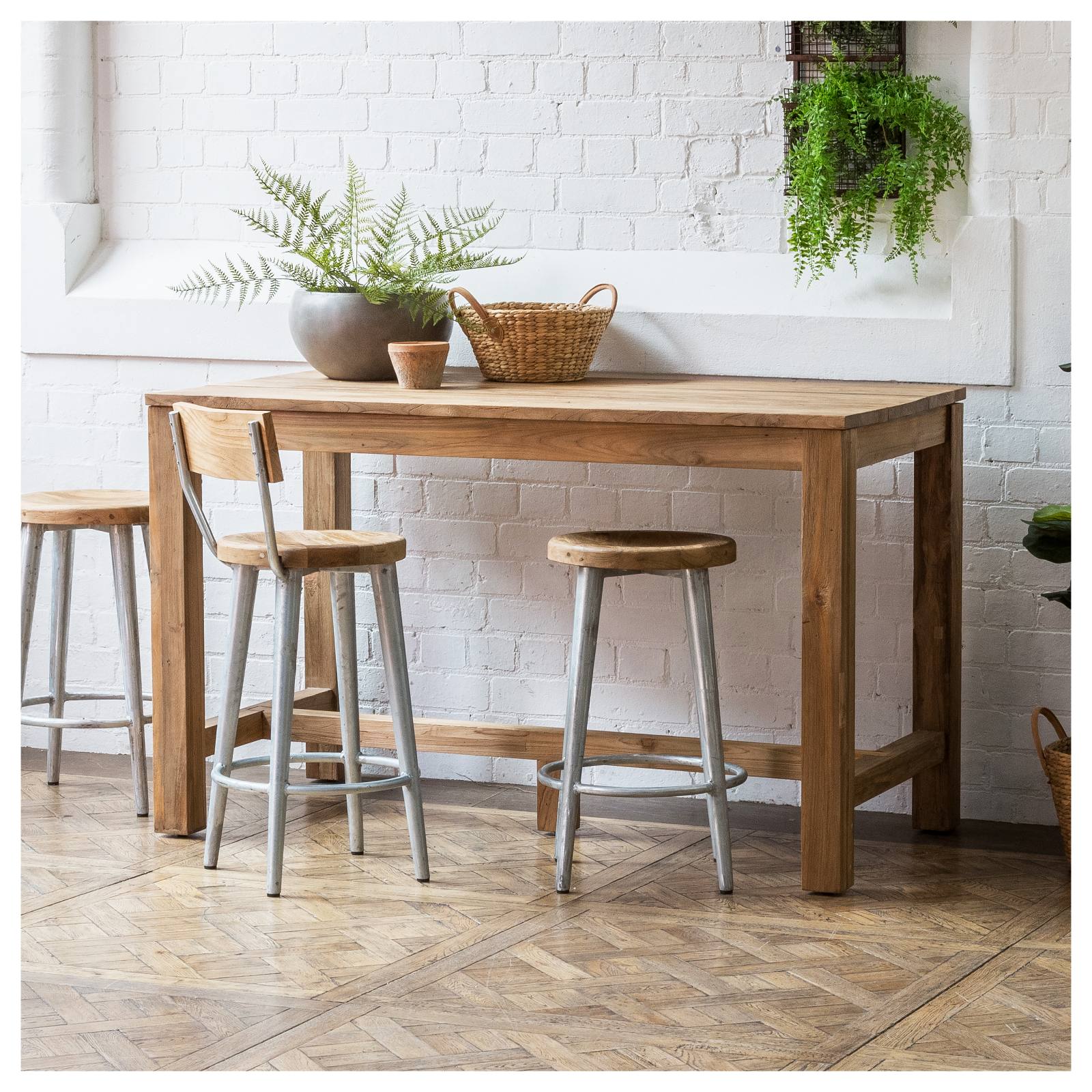 Camira 250cm Reclaimed Teak Bar Table, Natural