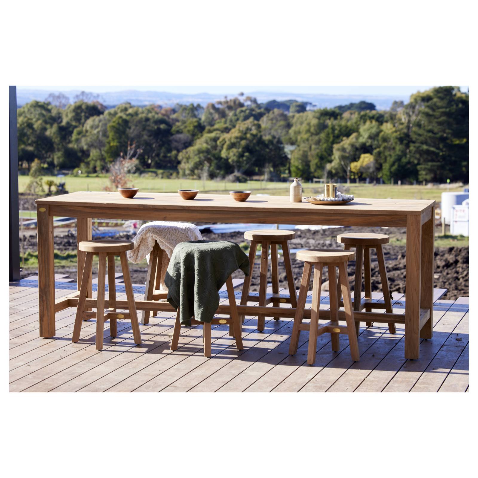 Camira 250cm Reclaimed Teak Bar Table, Natural