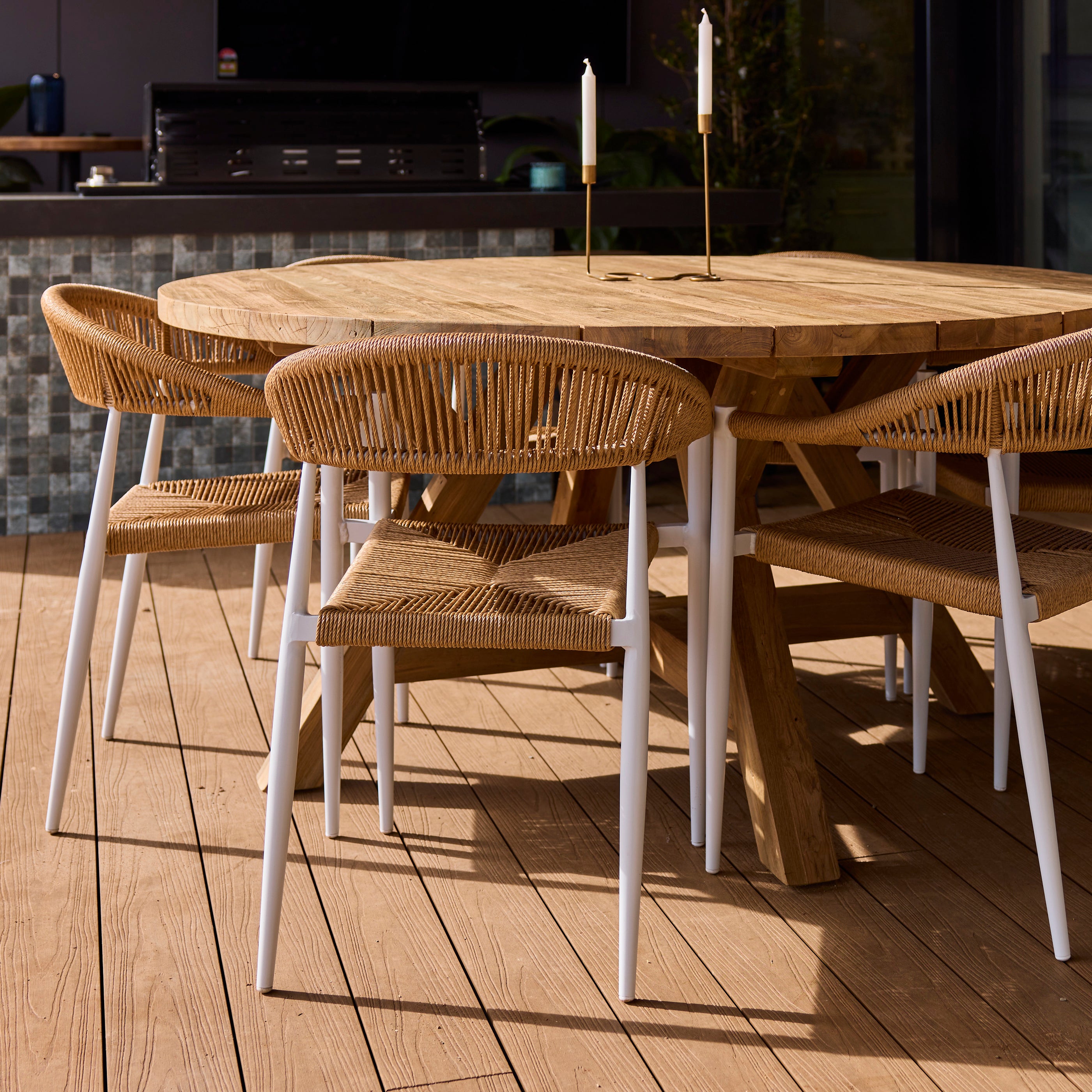 Jalta Round Reclaimed Teak Dining Table Natural