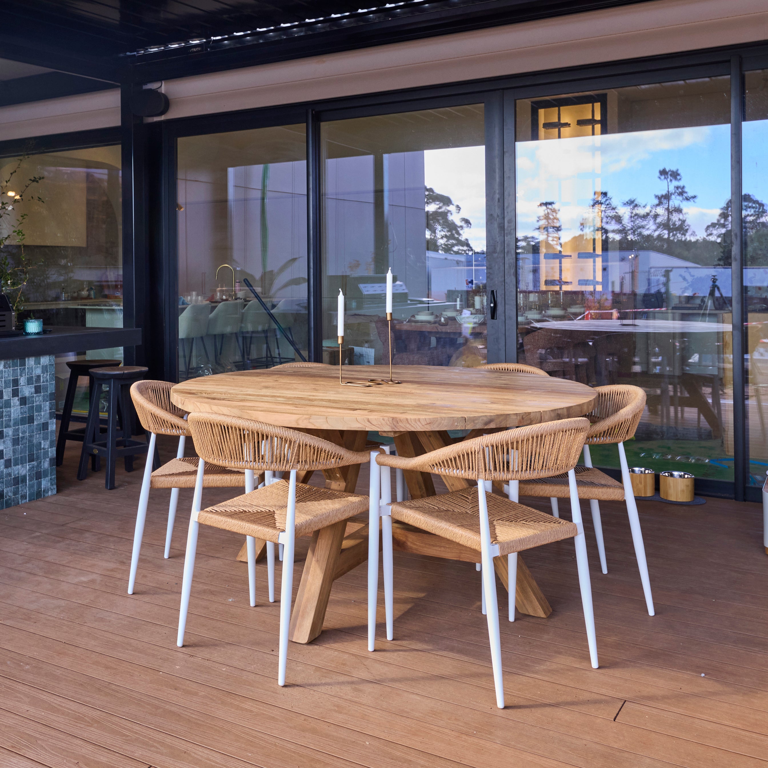 Jalta Round Reclaimed Teak Dining Table Natural