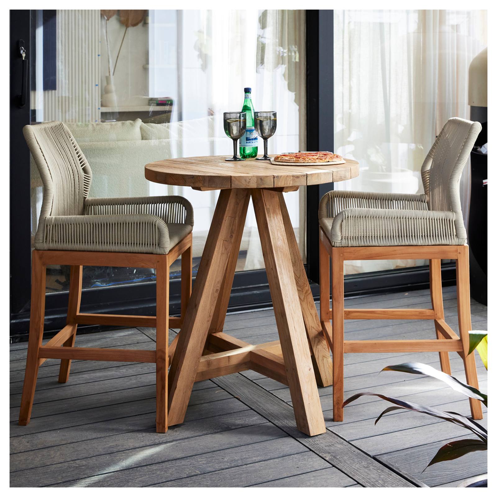 Jalta 80cm Round Reclaimed Teak Bar Table