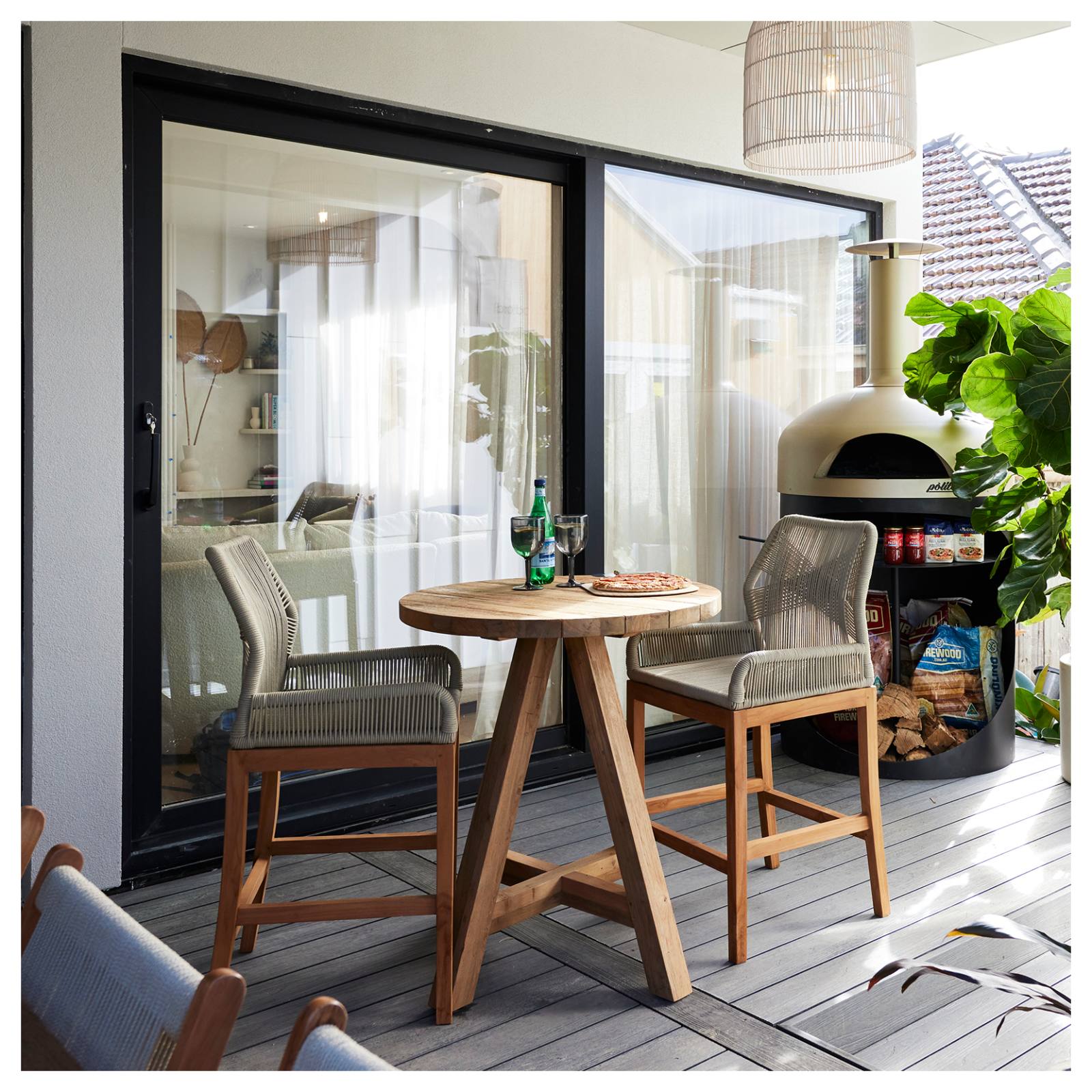 Jalta 80cm Round Reclaimed Teak Bar Table