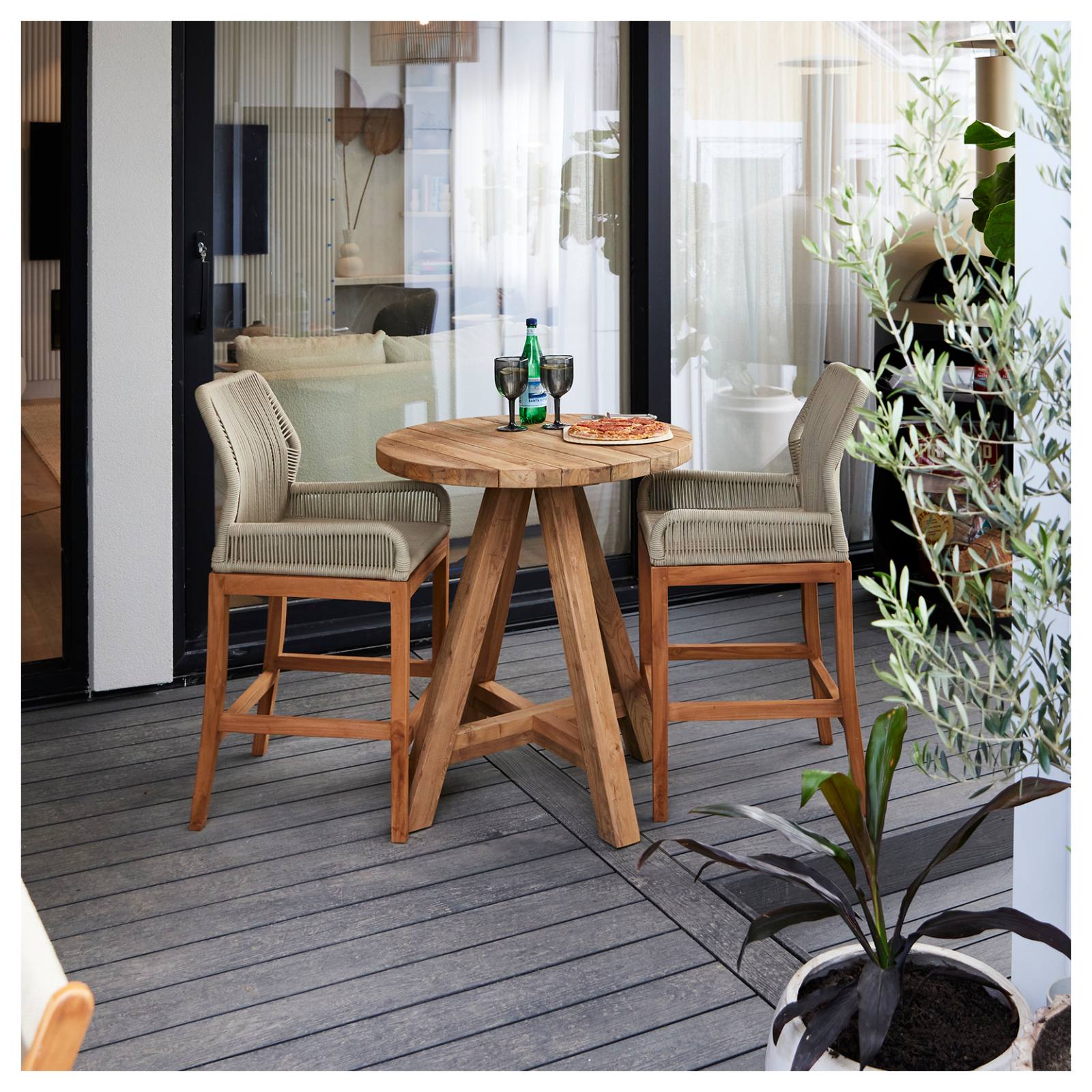 Jalta 80cm Round Reclaimed Teak Bar Table