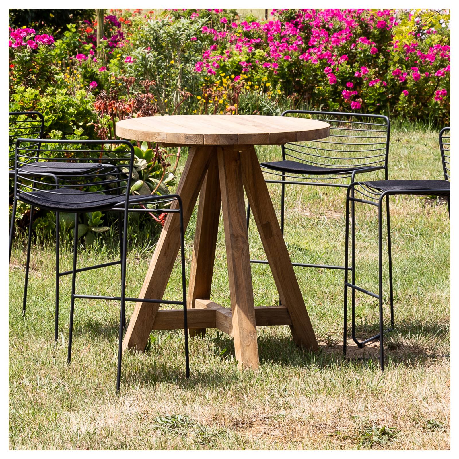 Jalta 80cm Round Reclaimed Teak Bar Table