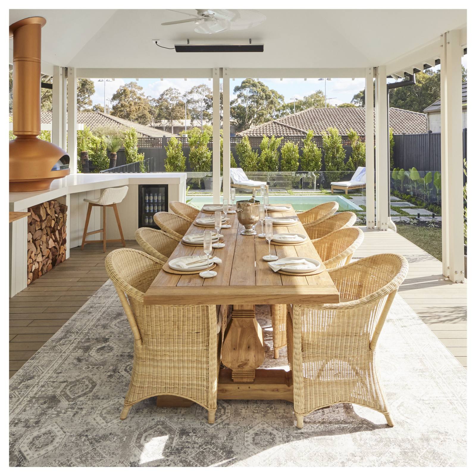 Paxton 300cm Reclaimed Teak Dining Table Natural