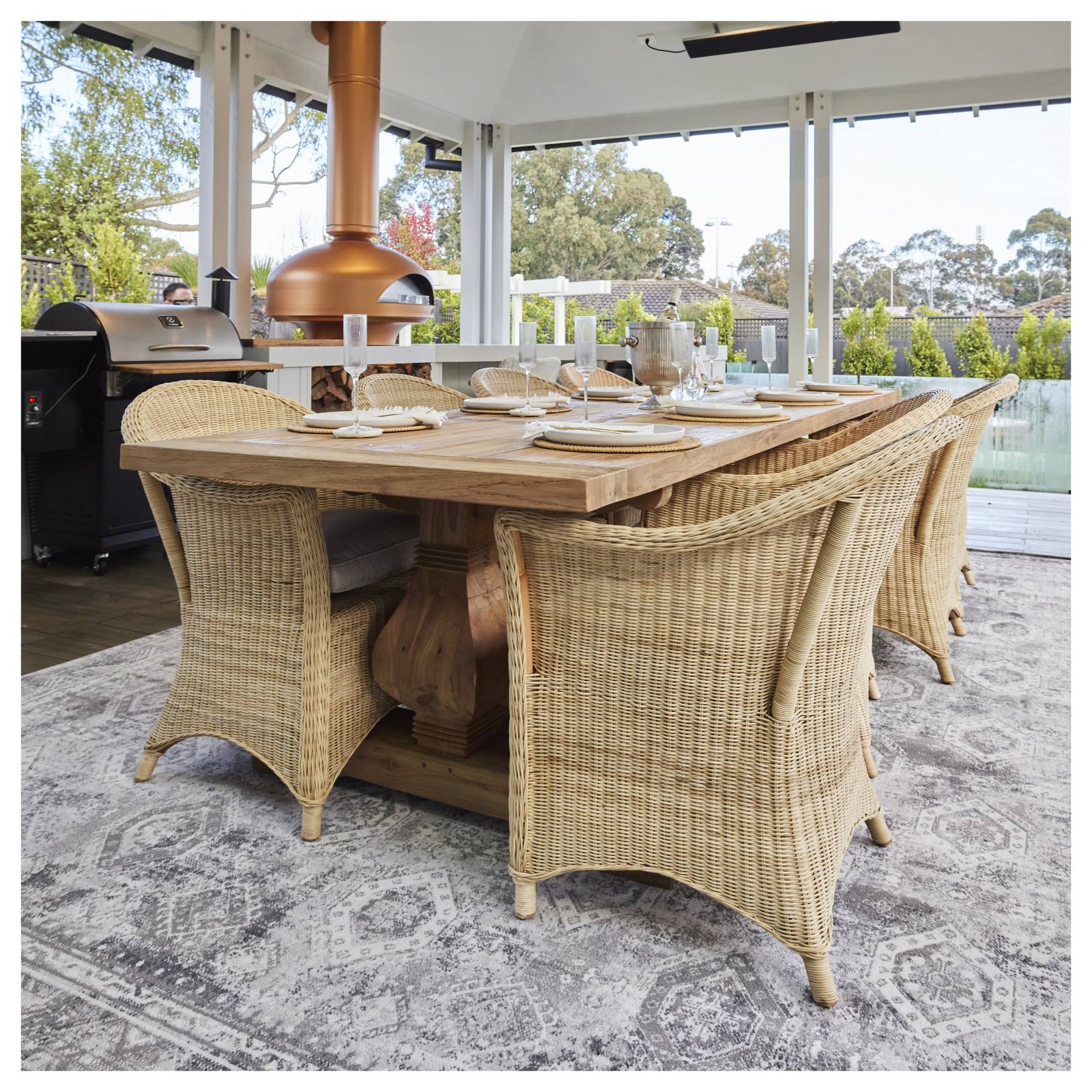 Paxton 300cm Reclaimed Teak Dining Table Natural