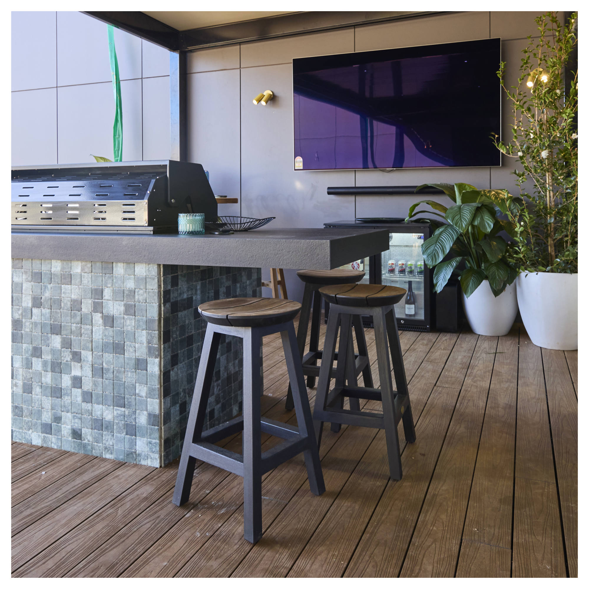 Jama 32x65cm Teak Counter Stool