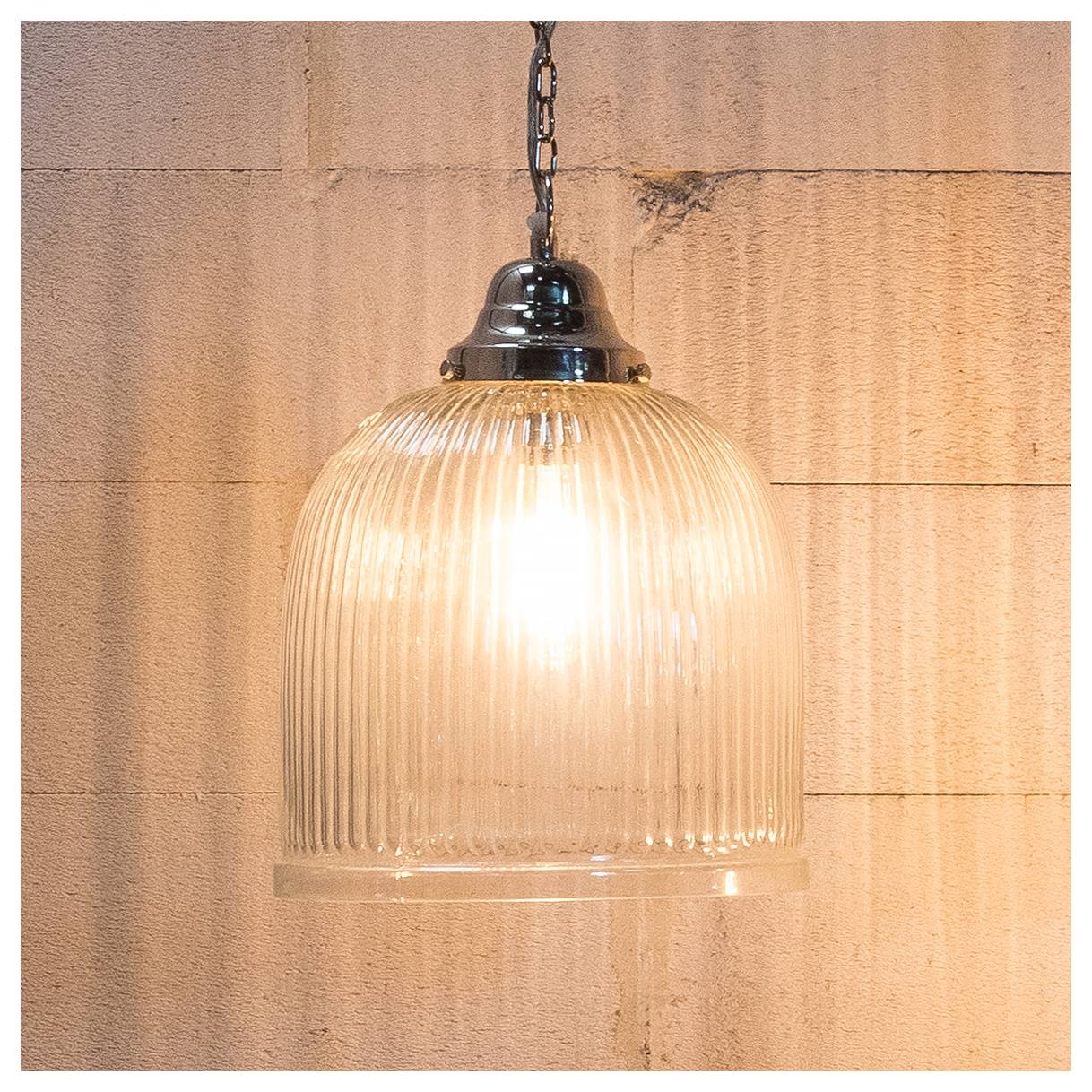 Stein Iron & Glass Pendant Light, Antique Silver