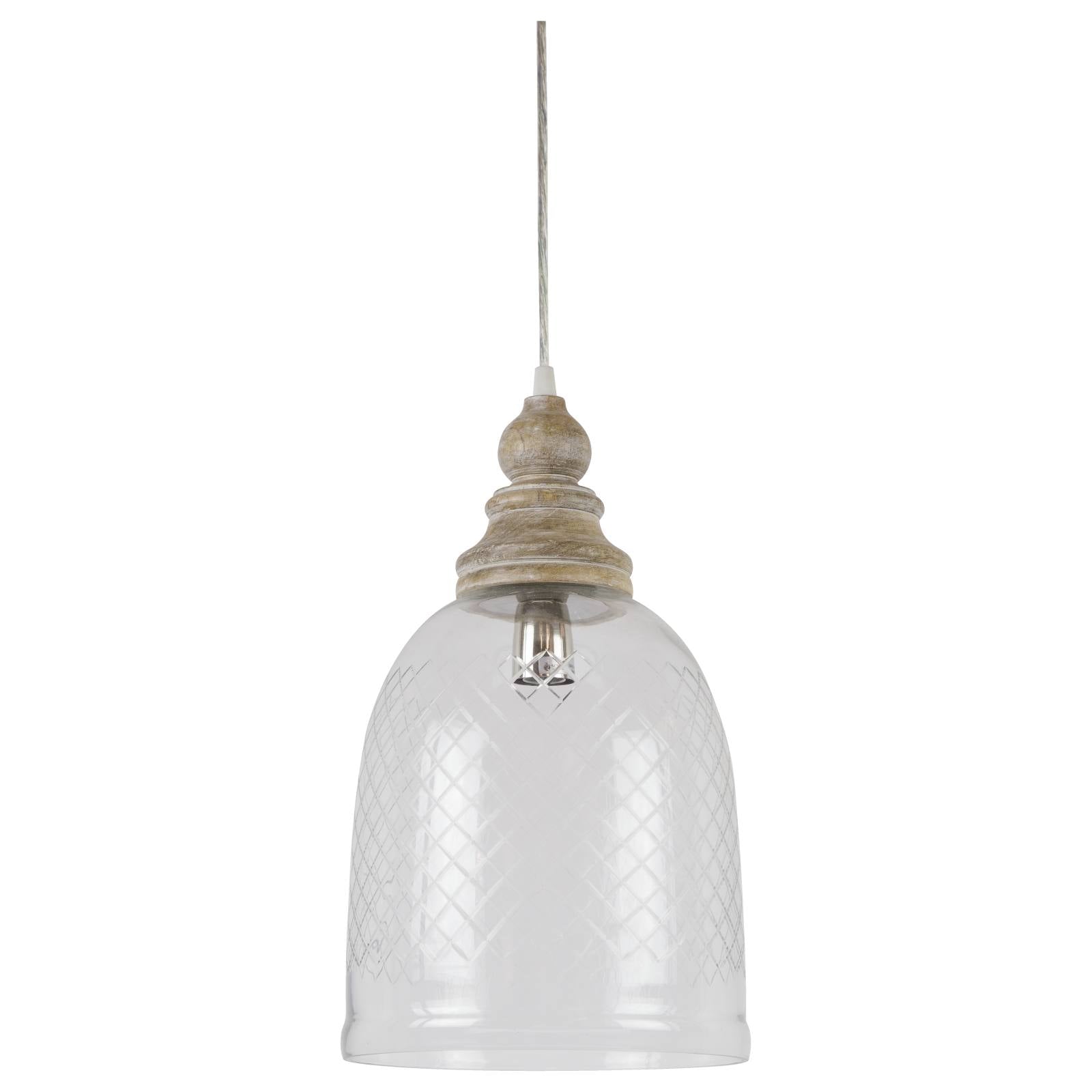 Walden Wood & Glass Pendant Light, White Washed
