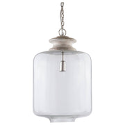 Norden Clear Glass & Wood Pendant Light, White