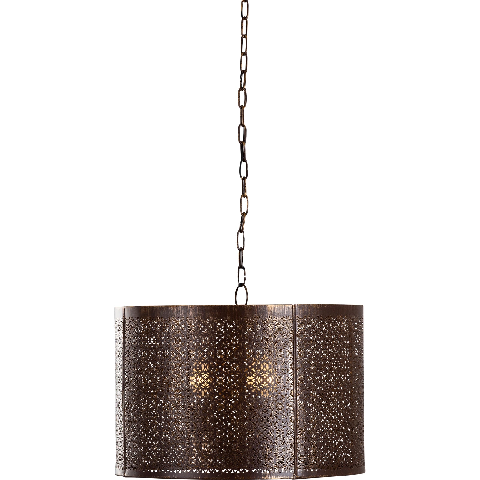 Meknes Iron Pendant 3 Light, Antique Gold