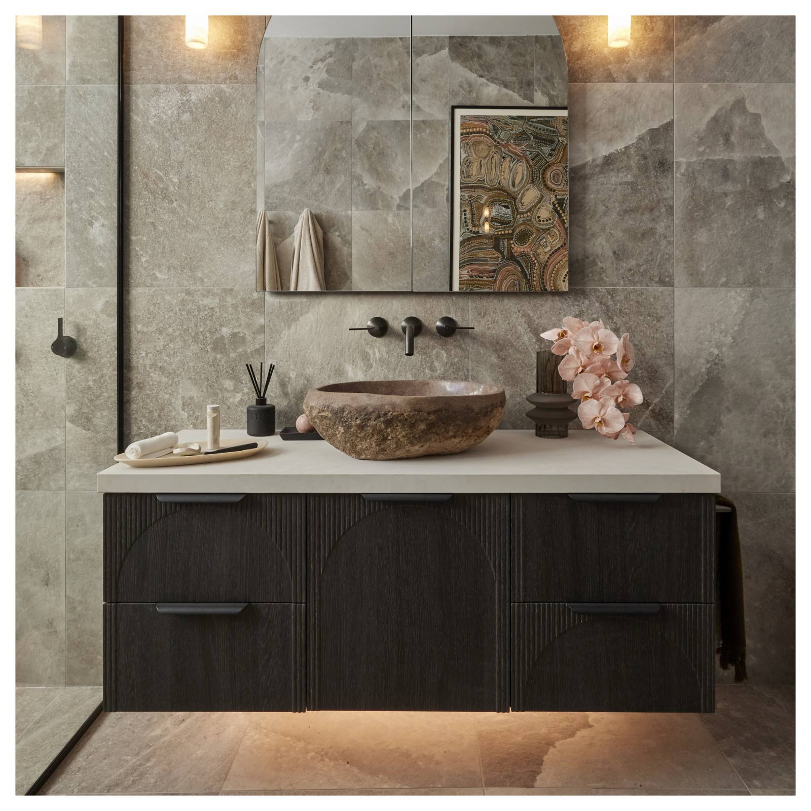 Maputo Medium Riverstone Wash Basin, Natural