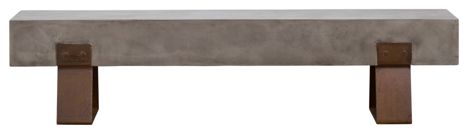 Vault 190cm Concrete Bench, Rust Steel Legs