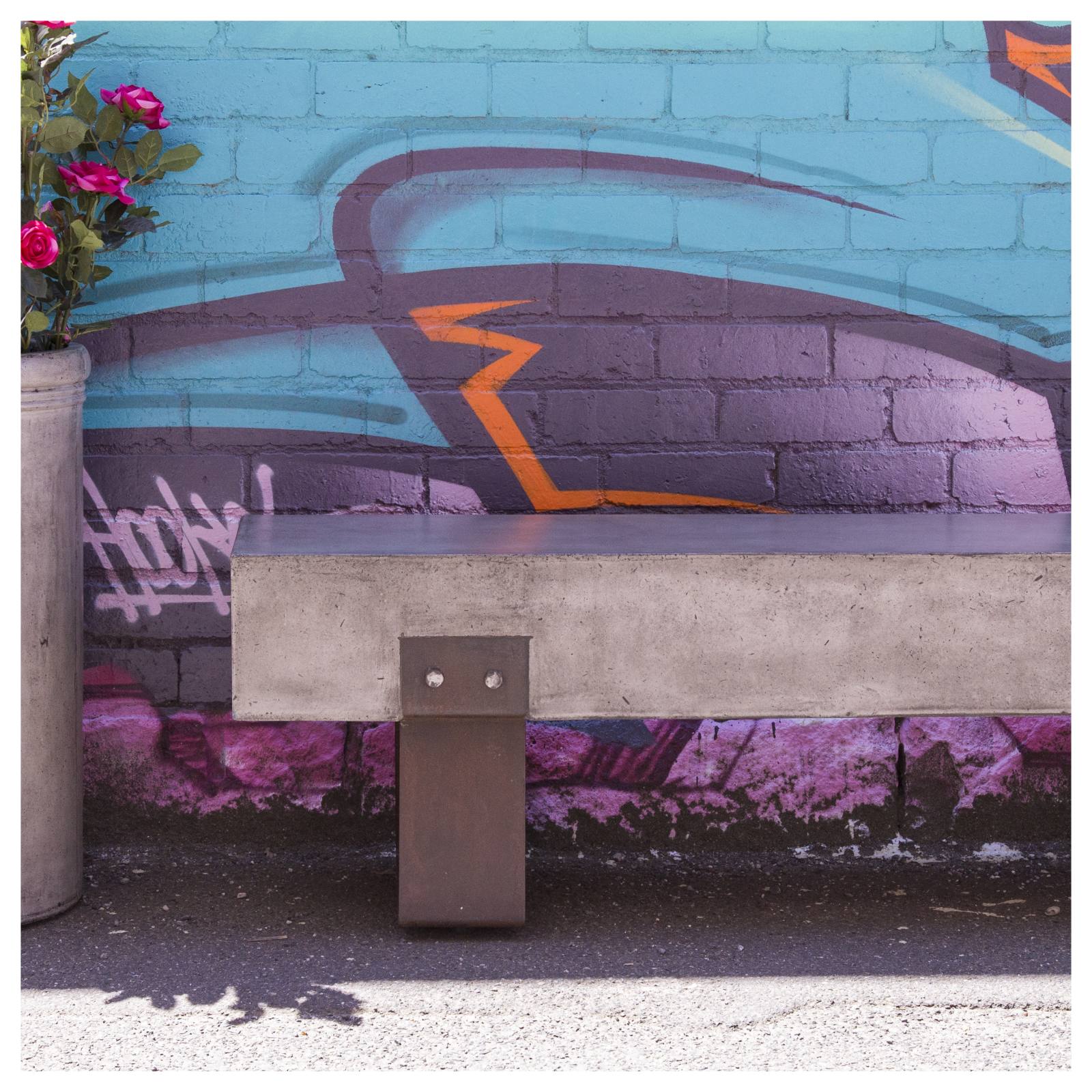 Vault 190cm Concrete Bench, Rust Steel Legs