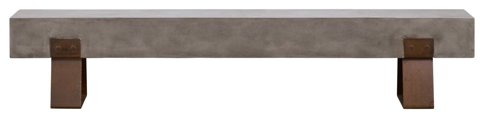 Vault 220cm Concrete Bench, Dark Grey & Rust Legs