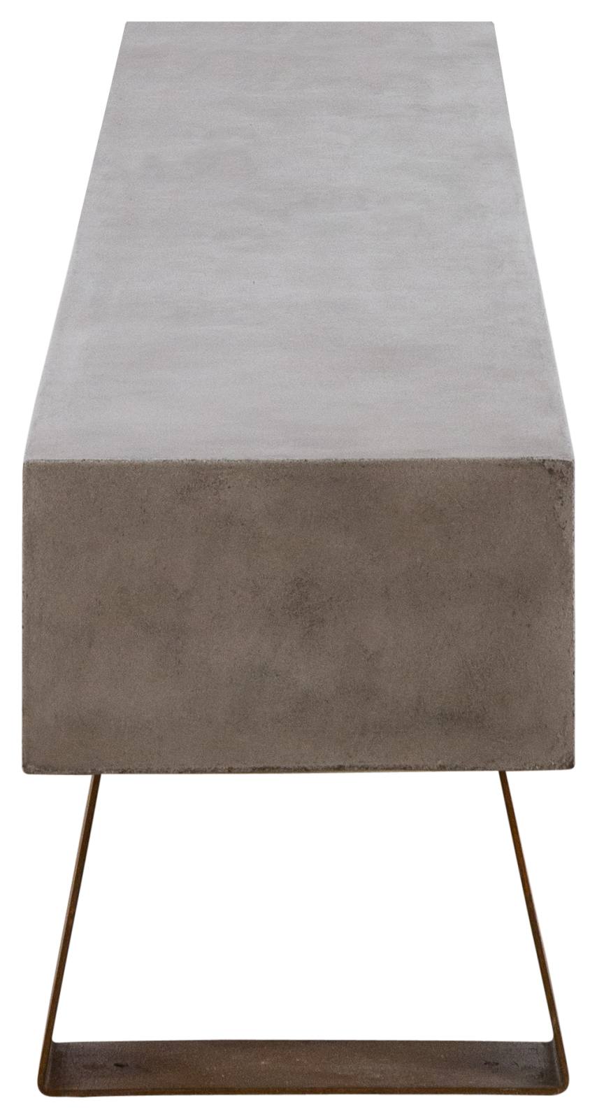 Vault 220cm Concrete Bench, Dark Grey & Rust Legs