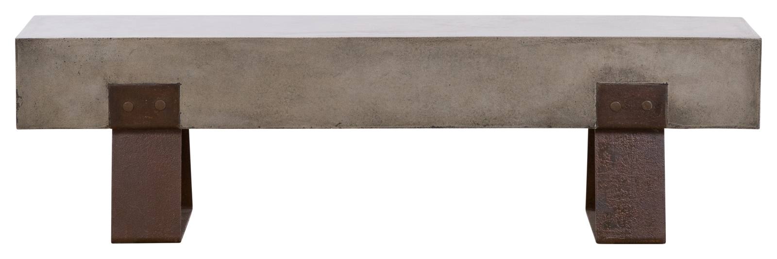 Vault 160cm Concrete Bench, Dark Grey & Rust Steel Legs