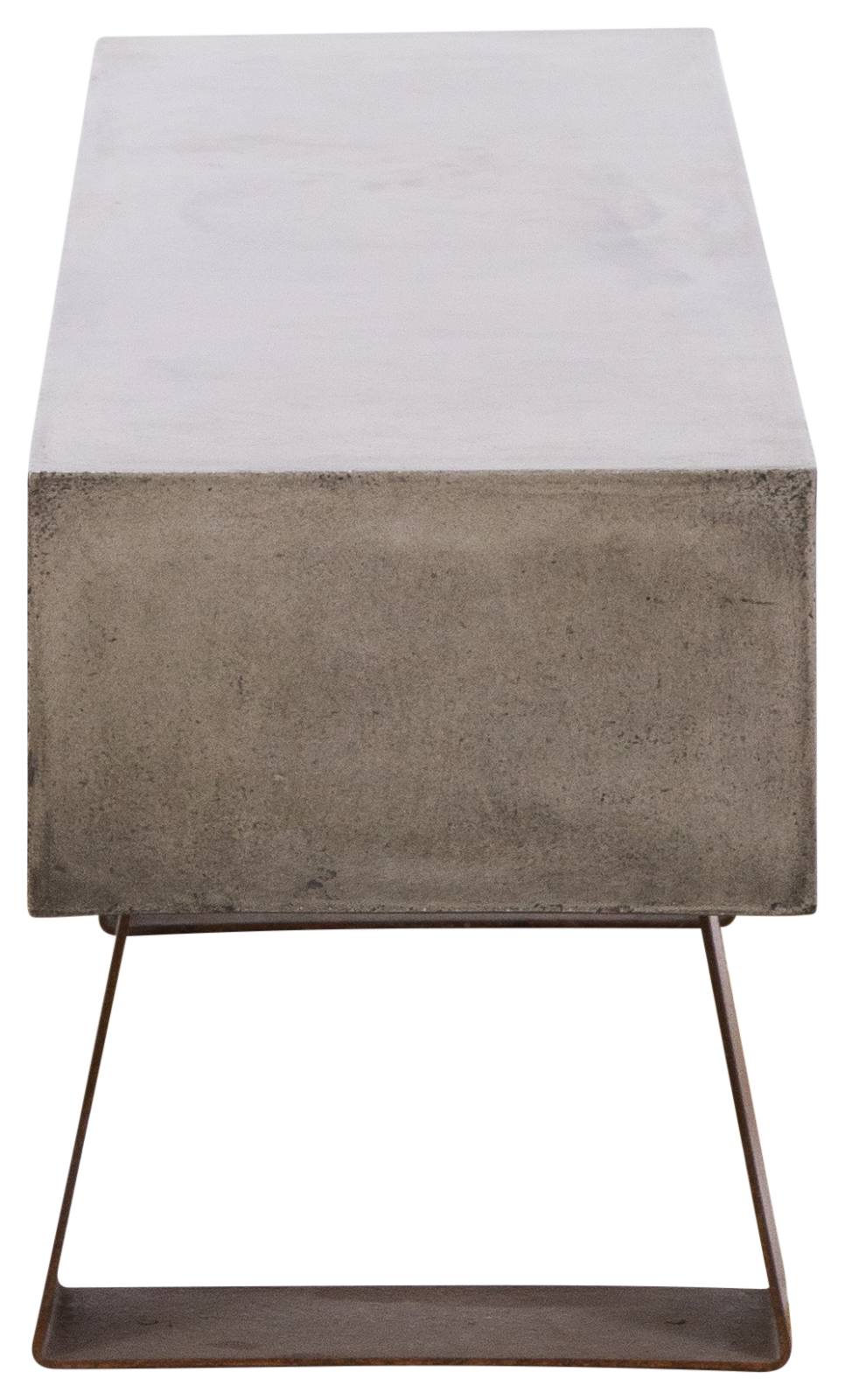 Vault 160cm Concrete Bench, Dark Grey & Rust Steel Legs