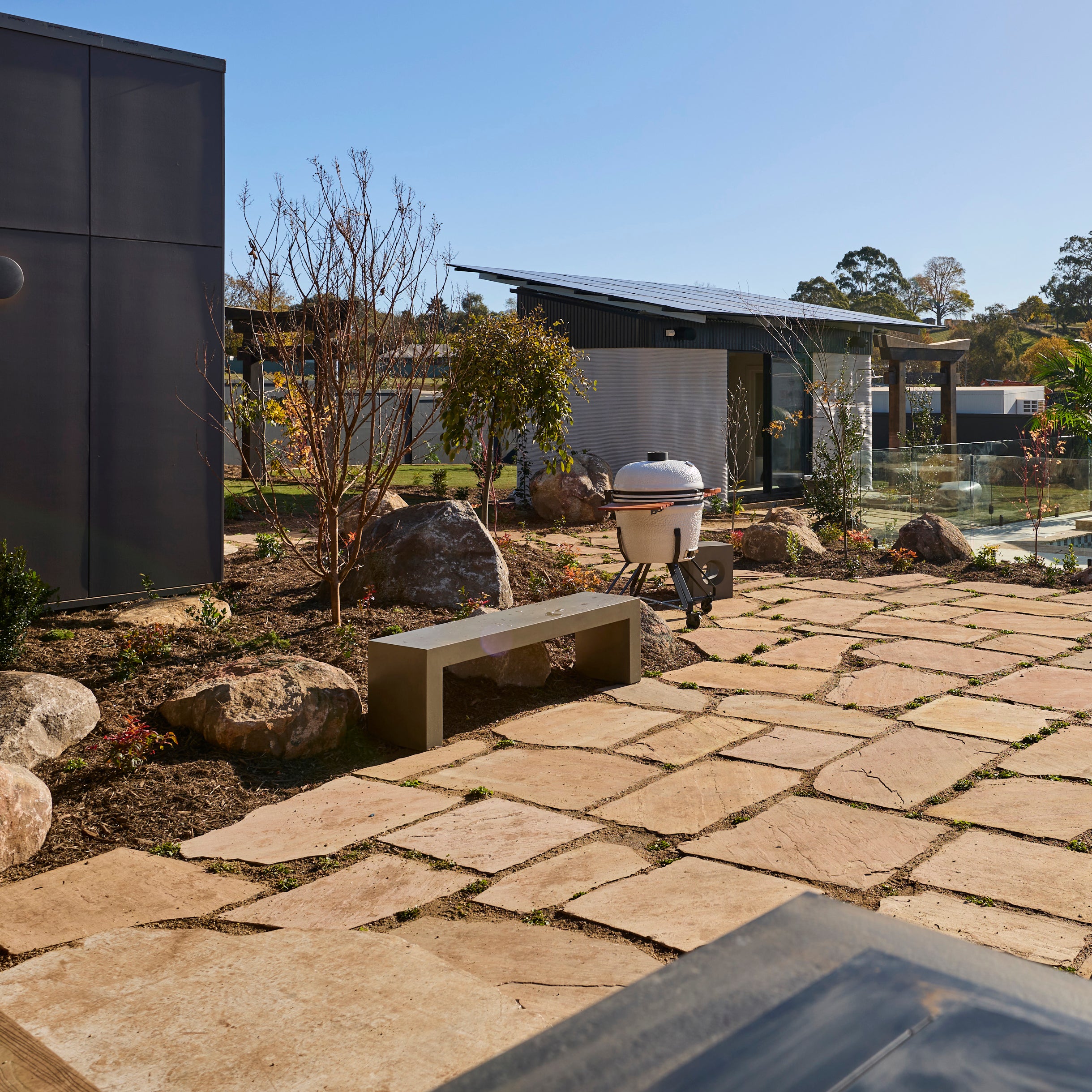 Abbas 160cm Polished Concrete Bench, Dark Grey