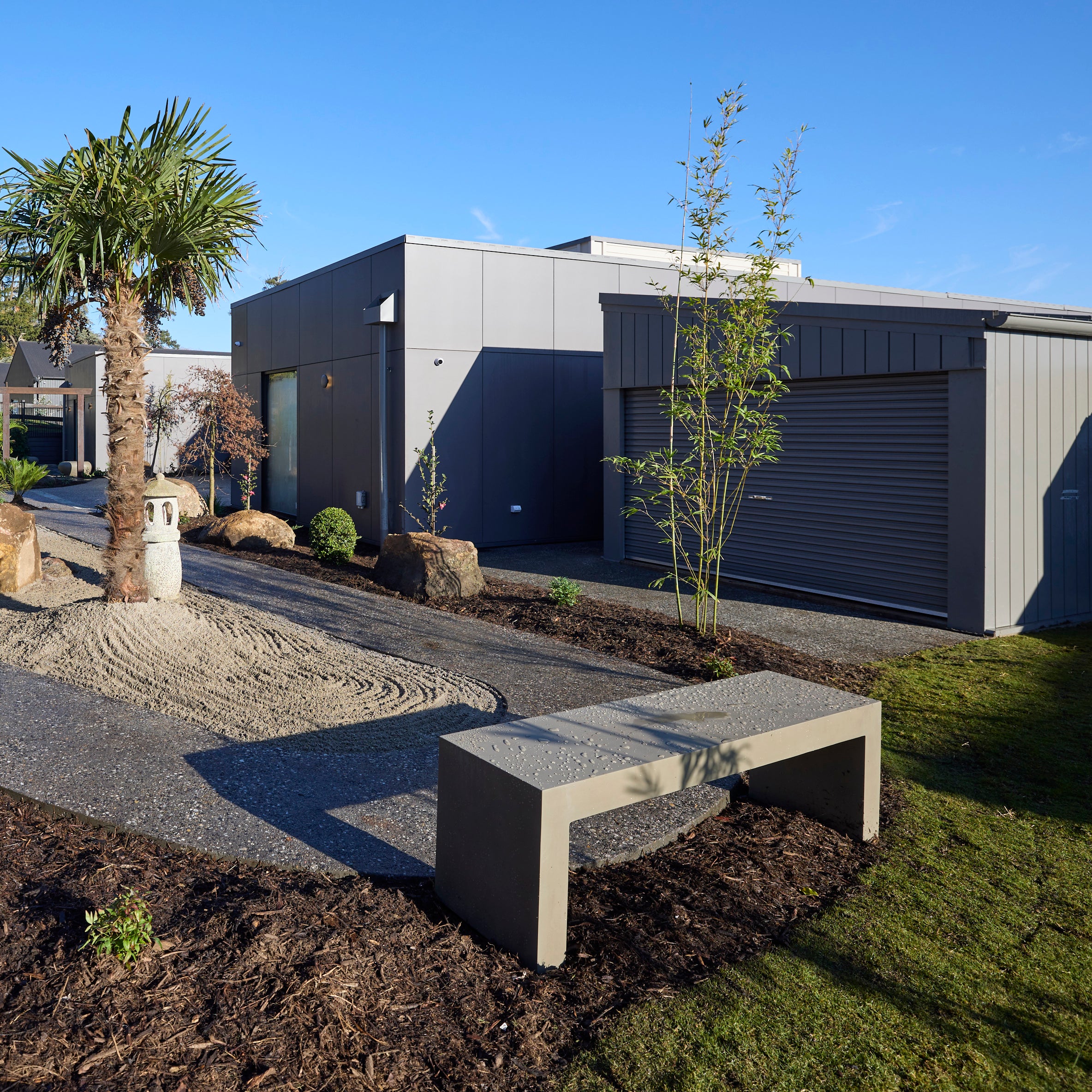 Abbas 160cm Polished Concrete Bench, Dark Grey