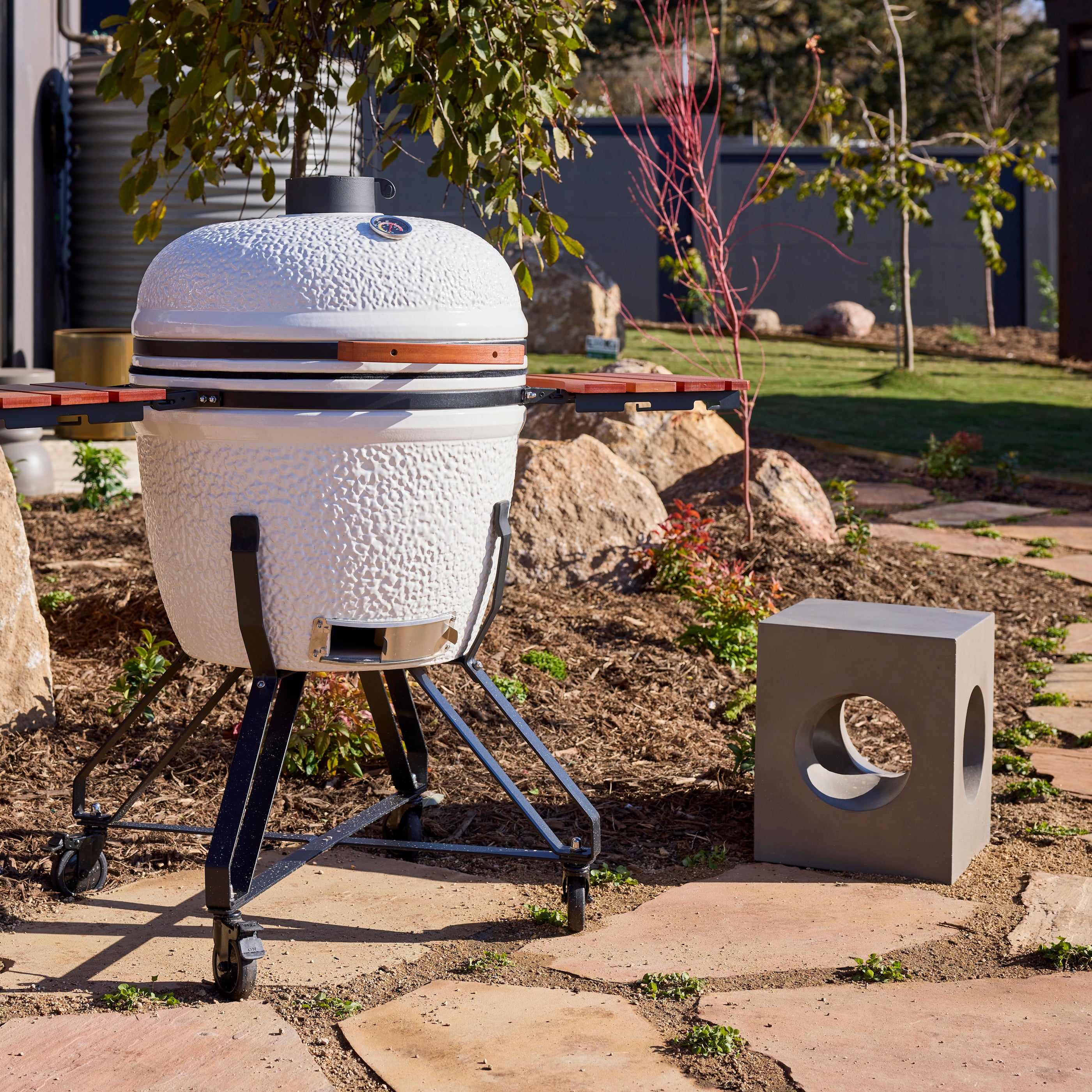 Maxi Polished Concrete Stool, Dark Grey
